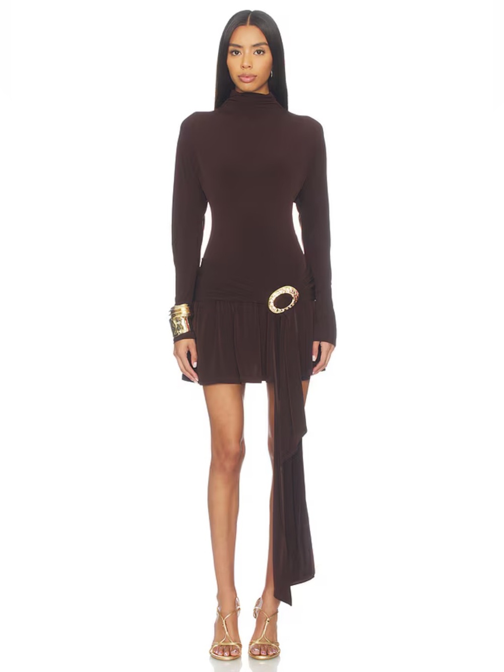 Lovers and Friends Revolve Noelle Chocolate Brown Long Sleeve Mini Dress XS NWT
